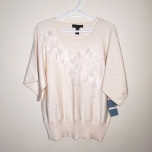 Cable & Gauge Knit Silk Blend Short Sleeve Sweater